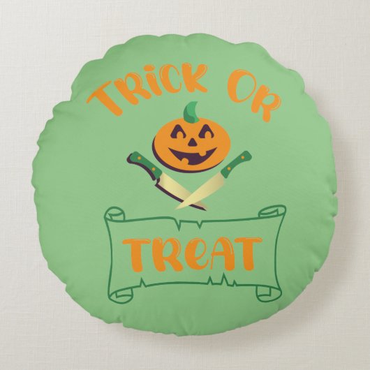 Coussins Ronds Tracer ou traiter les os croisés Halloween visage  (Devant)