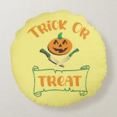 Coussins Ronds Tracer ou traiter les os croisés Halloween visage  (Dos)