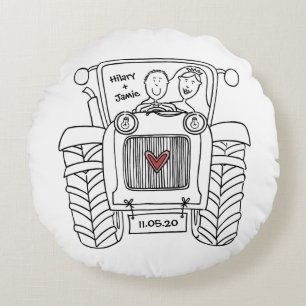 Coussins Ronds Tracteur personnalisé Pays ferme Mariage Cushion