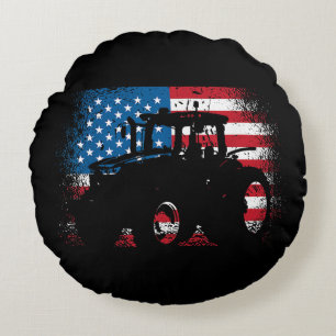 Coussins Ronds Tractor USA Drapeau design pour Patriotic Farmer