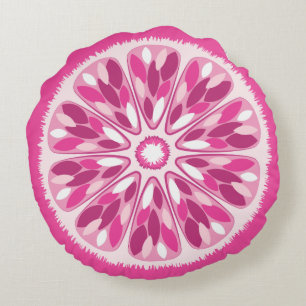 Coussins Ronds Tranches d'agrumes Citron rose