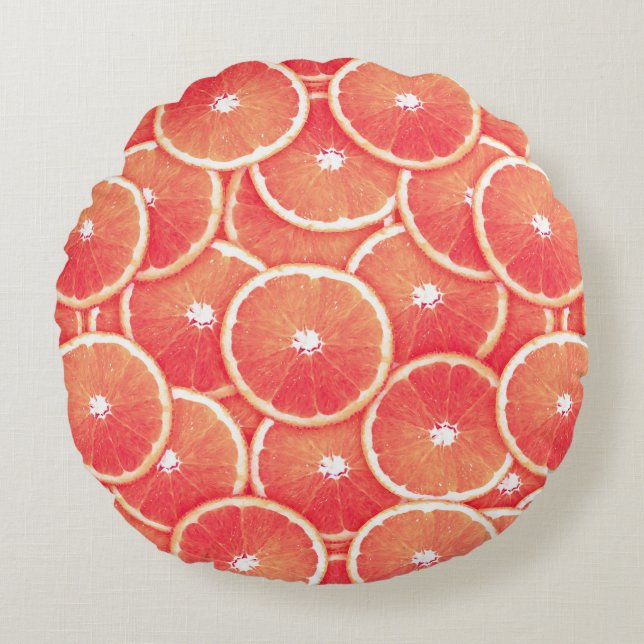 Coussins Ronds Tranches de pamplemousse rose (Devant)