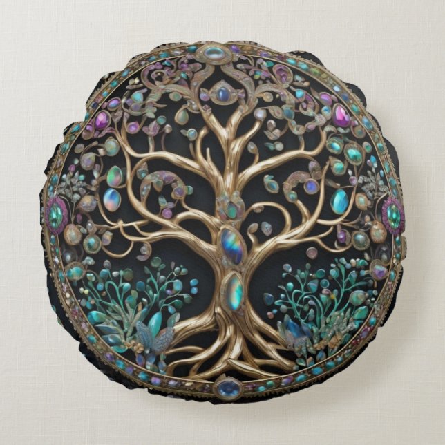 Coussins Ronds Tree of Life (Devant)