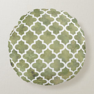 Coussins Ronds Trellis de tuiles marocaines Motif sur marbre vert