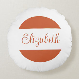 Coussins Ronds Trendy Terracotta Orange Nom manuscrit