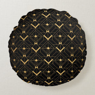 Coussins Ronds Triangle Art Déco : Motif de luxe.