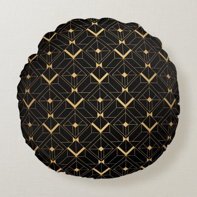 Coussins Ronds Triangle Art Déco : Motif de luxe. (Devant)