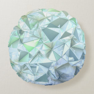 Coussins Ronds Triangle cristal 3D, rendu illustratif.