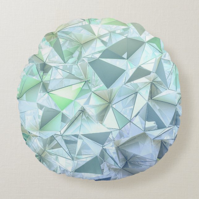 Coussins Ronds Triangle cristal 3D, rendu illustratif. (Devant)
