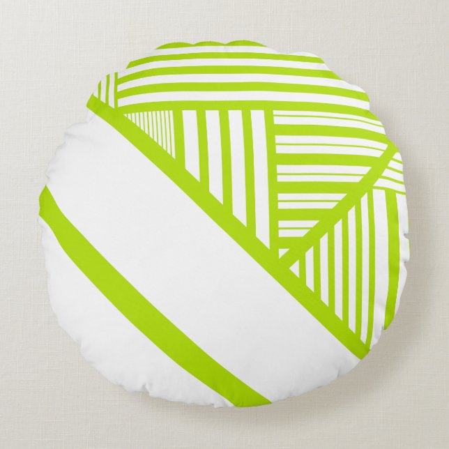 Coussins Ronds Triangle en Lime Vert et Blanc (Devant)