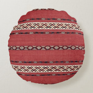 Coussins Ronds Triangle Striangle Kilim II Rouge Noir Blanc 