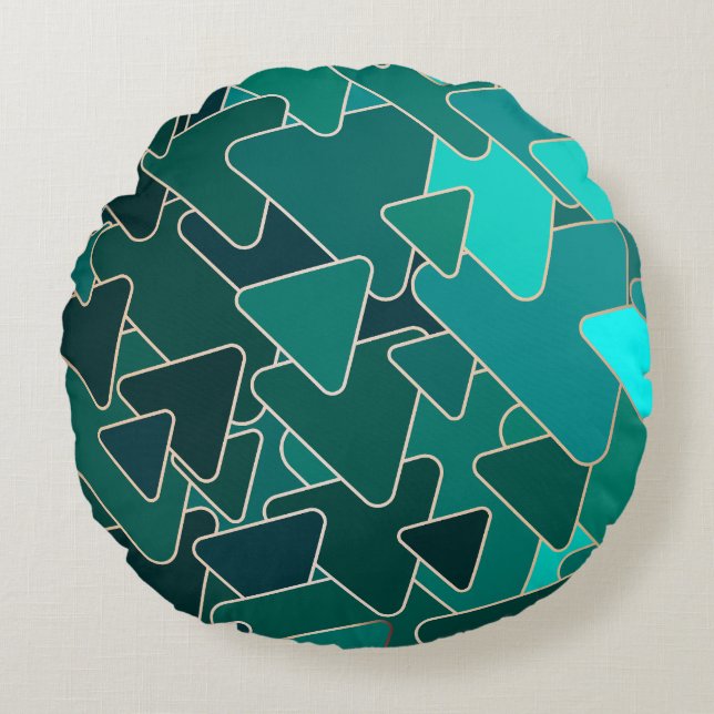 Coussins Ronds Triangle Turquoise Abstrait géométrique (Devant)