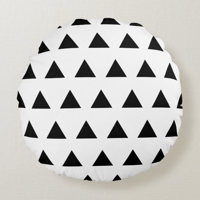 Coussins Ronds Triangles blanc et noir (Devant)
