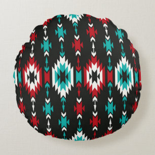 Coussins Ronds Tribal seamless colorful geometric pattern. Ethnic