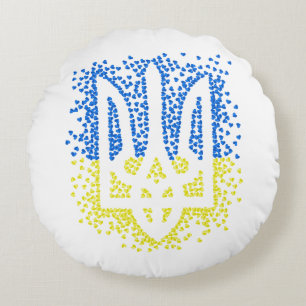 Coussins Ronds Trident de l'emblème ukrainien tryzub dispersant l