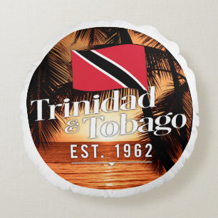 Coussins Ronds "Trinidad & Tobago Est. Coucher De Soleil De 1962