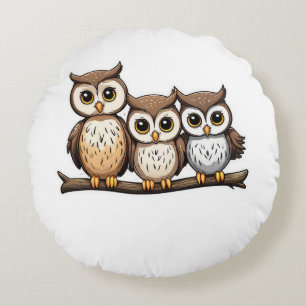 Coussins Ronds Trois chouette petite chouette