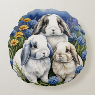 Coussins Ronds Trois petits lapins de lop