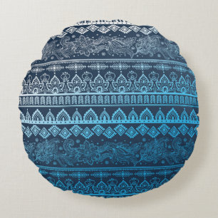 Coussins Ronds Troisième ethnie tribale, motif sans coutures.