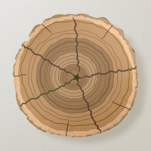 Coussins Ronds Tronc d'arbre de forêt
