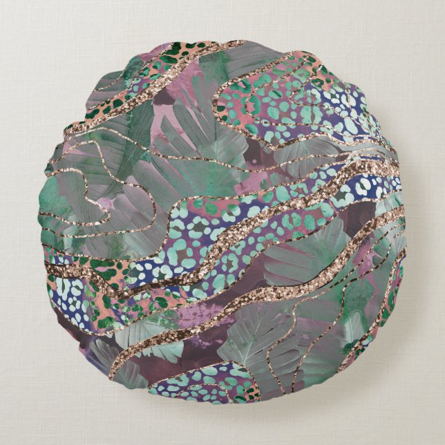 Coussins Ronds Tropical Batik Animal Glitter Glam 2 (Devant)