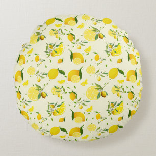 Coussins Ronds Tropical coloré Citrus SUMMER Orange lemon Slice