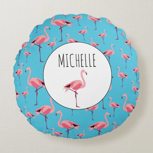 Coussins Ronds Tropical Summer Pink Flamingo Pattern (Devant)