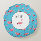 Coussins Ronds Tropical Summer Pink Flamingo Pattern (Dos)