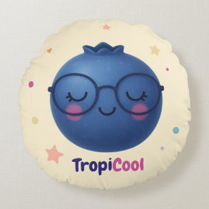 Coussins Ronds TropiCool Blueberry - Fruit Kawaii rond