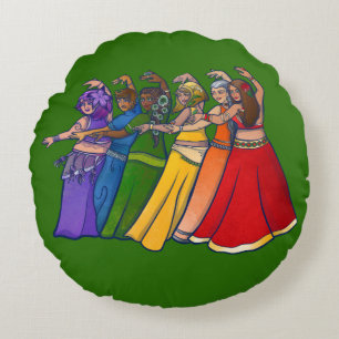 Coussins Ronds Troupe de danse du ventre Art Rainbow Belly Dancer