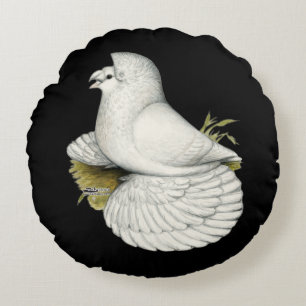 Coussins Ronds Trumpeter Pigeon White