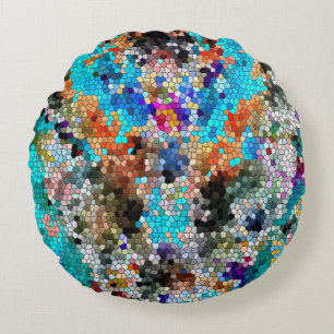 Coussins Ronds TTEQOTGCubismINV SGDRKDP BLUE