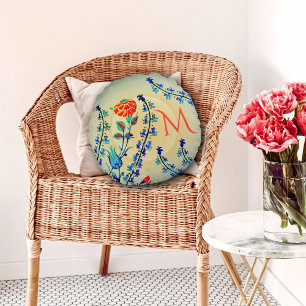 Coussins Ronds Tulipes d'oeillets vintages Monogrammes