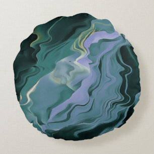 Coussins Ronds Turbulence bleue Acrylique pour l'art Abstrait