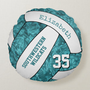 Coussins Ronds turquoise blanche filles sports cadeaux volley