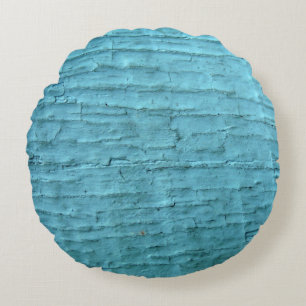 Coussins Ronds turquoise brillant bois craqué Bleu massif couleur