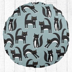 Coussins Ronds Tuxedo Black and White Cats