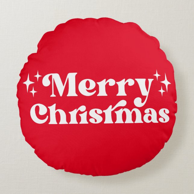 Coussins Ronds Typographie blanche Joyeux Noël (Devant)