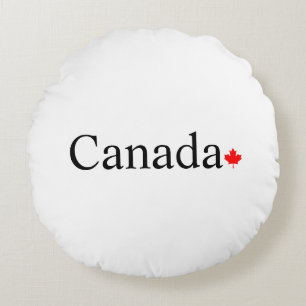 Coussins Ronds Typographie canadienne avec feuille d'érable rouge