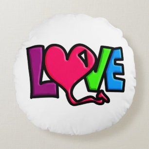 Coussins Ronds Typographie d'art du mot Amour