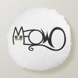 Coussins Ronds Typographie de chat Miaou