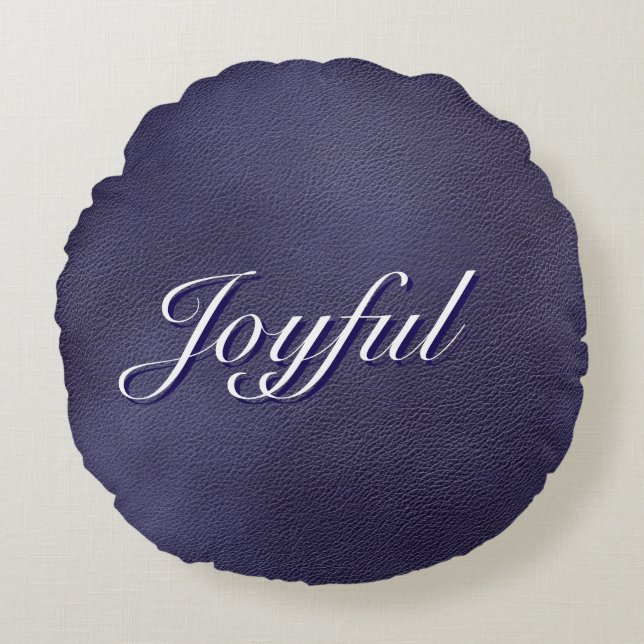 Coussins Ronds Typographie de script joyeux Noël bleu (Devant)