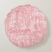 Coussins Ronds Typographie Noms Pinkish Pale Rose (Dos)
