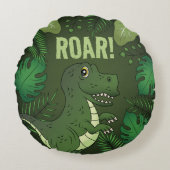 Coussins Ronds Tyrannosaurus vert mignon Rex Dinosaur & Roar Text (Devant)