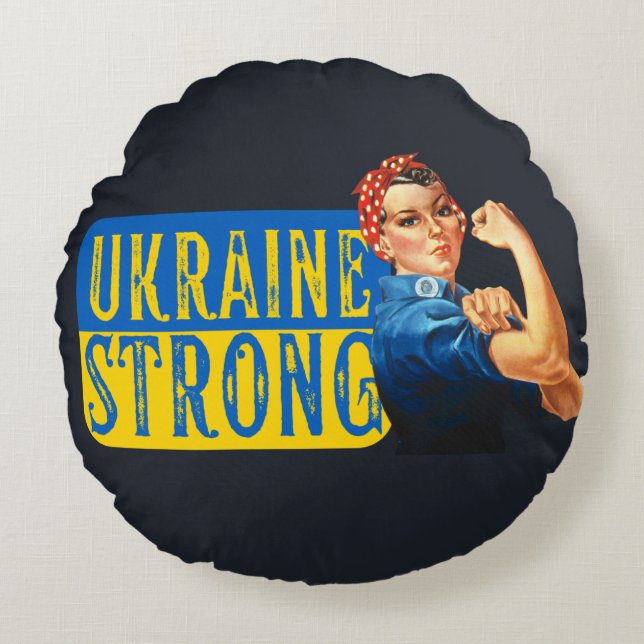 Coussins Ronds Ukraine Rosie forte le Riveter (Devant)