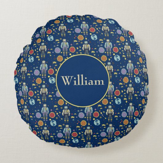 Coussins Ronds Un astronaute personnalisé Homme spatial coloré (Devant)