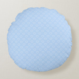 Coussins Ronds Un Bleu Clair Enchantant Avec Un Motif Des Coeurs