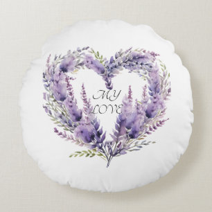 Coussins Ronds Un coeur de lavande. Floral violet Motif