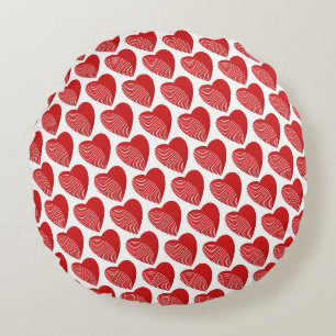 Coussins Ronds Un coeur rouge rayé