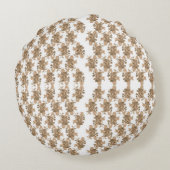 Coussins Ronds un fond blanc avec des fleurs marron dessus (Dos)